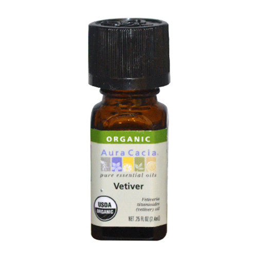 Aura Cacia Aromatherapy 100% Organic Essential Oil, Vetiver - 0.25 Oz